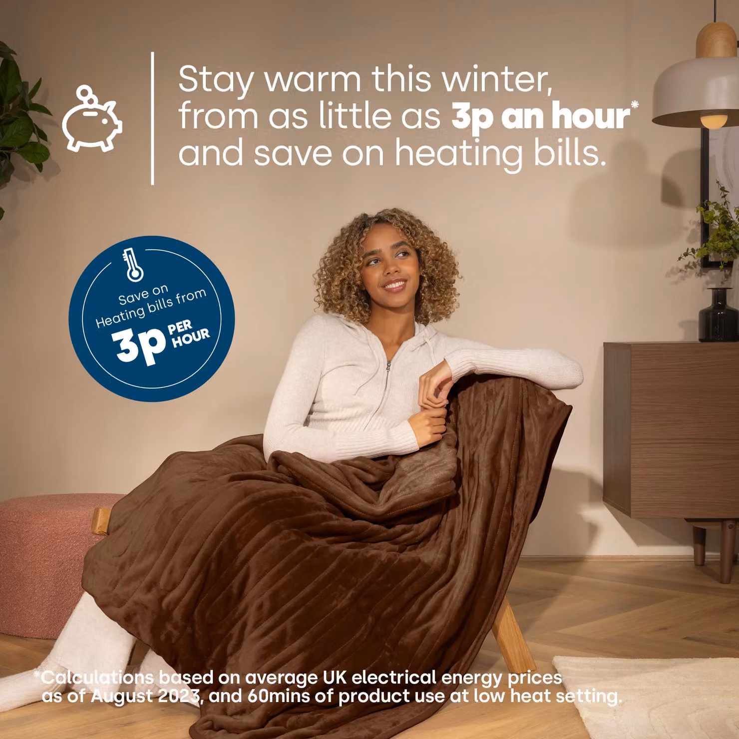 LIVIVO Electric Heated Fleece Blanket in Brown, W/D/H: 130 x 160 cm – 2
