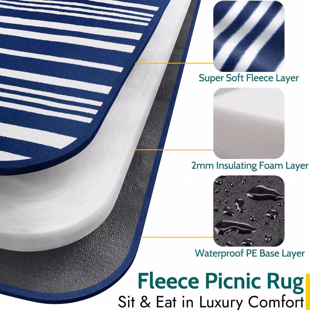 Trail Outdoor Leisure Waterproof Fleece Picnic Rug in Maritime Blue – 2