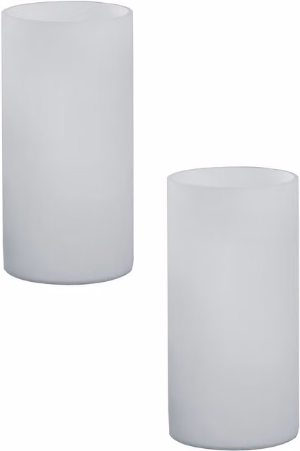 Loops 2 Pack Modern White Opal Matt Glass Cylinder Table Desk Lamp Shades with E14 In-Line Switch for 1x60W Incandescent Bulbs