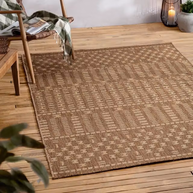 Yard Seagrove Jute Effect Indoor/Outdoor Geometric Rug in Beige and Sand, W: 120 cm, L: 170 cm – 1