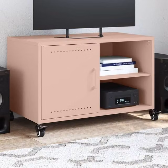 Berkfield Home Modern Pink Matt Metal TV Cabinet W/D/H: 68 x 39 x 43.5 cm – 1