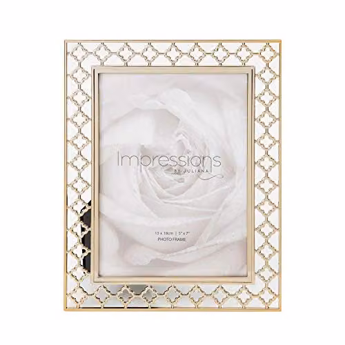IMPRESSIONS Geometric Lattice Cut Metal Tabletop Photo Frame, Gold or Silver, W/H: 12.7 x 17.78 cm – 1