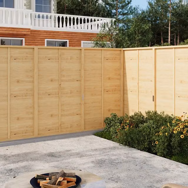 Livingandhome Rectangular Woven Spruce Wood Garden Fence Panel, Yellow, Height: 150 cm