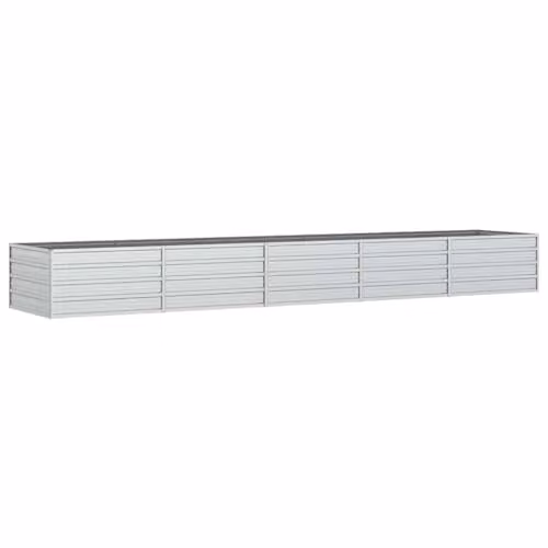 vidaXL Galvanised Steel Garden Raised Bed, Silver, W: 400 cm, D: 80 cm, H: 45 cm