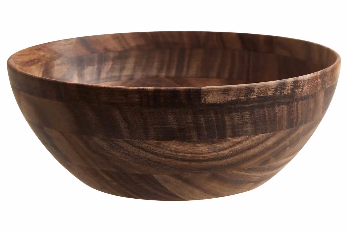 Orsina Rosi Large Round Solid Wood Salad Bowl in Brown – 3