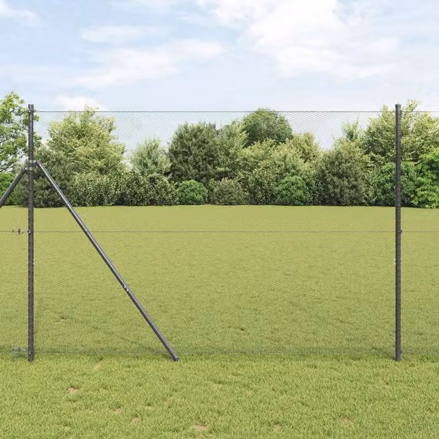 Berkfield Home Grey Steel Hexagon Fence, 1.6 x 25 m