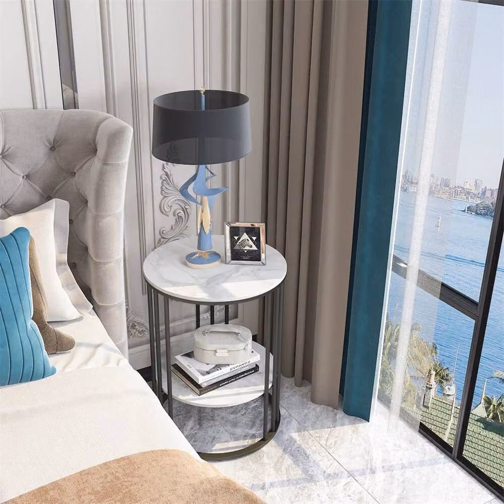 EONLION Elegant Tiered Round White Marble Side Table – 3