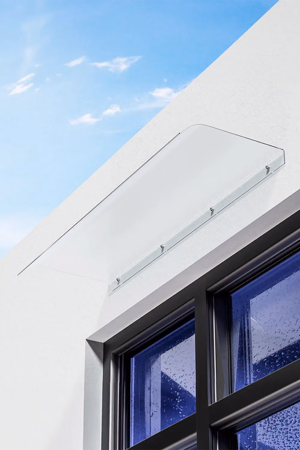 Living and Home Frosted Window and Door Awning Canopy in Transparent Plastic, Medium – 2