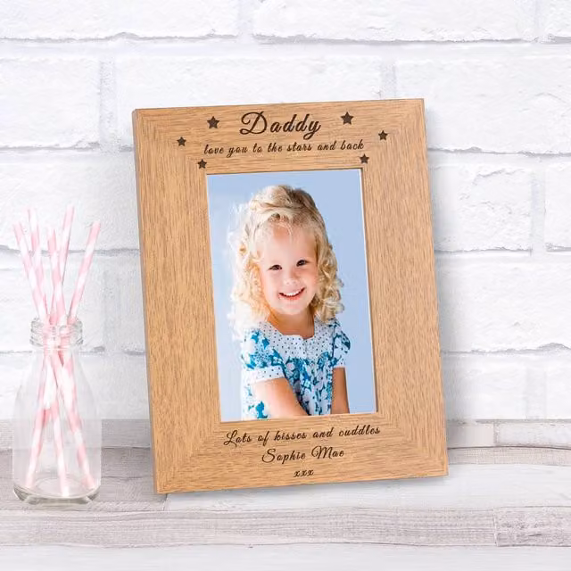 Uniqueful Personalised Love You to the Stars & Back Wood Picture Frame, Brown, W/H: 10 x 15 cm