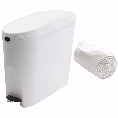 ProKleen White Pedal Operated Sanitary Bin 20L with 50 Bin Liners – 1