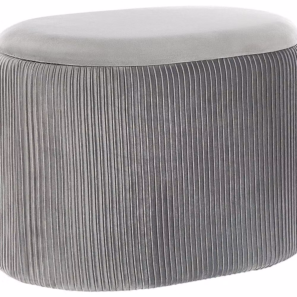 Wyld and Coco Light Grey Velvet Storage Pouffe – 2