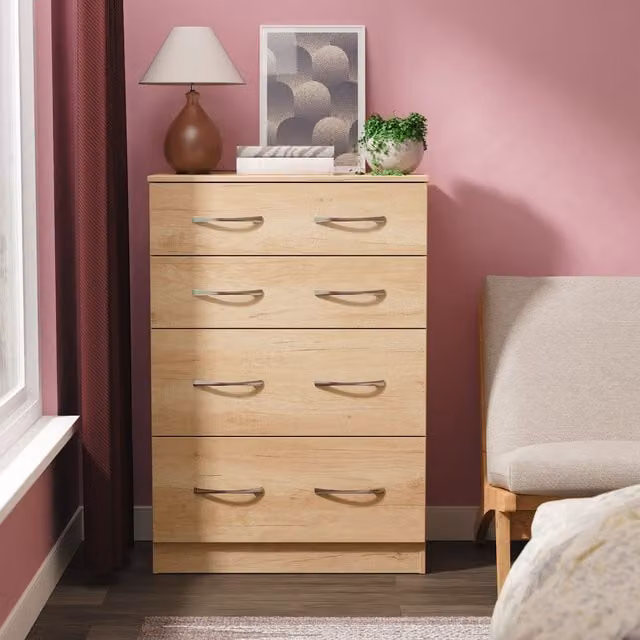 2 U Hampshire 4 Drawer Deep Chest in Light Brown – 1