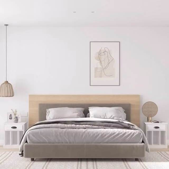 Berkfield Home Set of 2 White Bedside Cabinets, W/D/H: 43 x 36 x 50 cm