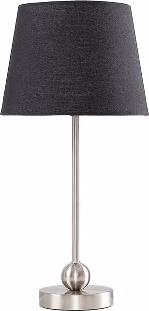 Theydon Silver Table Lamp with Black Tapered Fabric Shade