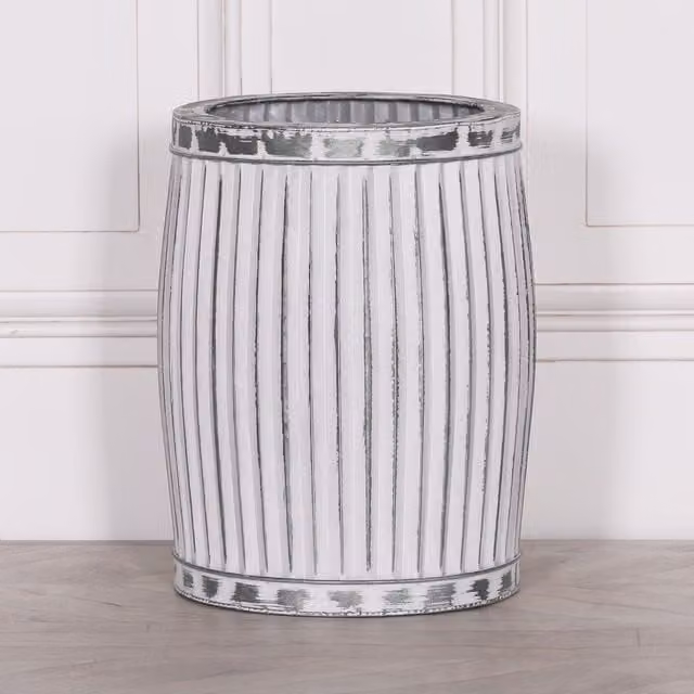 Glasstone Round Dolly Tub Metal Planter, Small, White