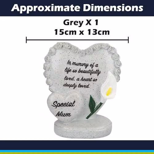 VFM e-Store Memorial Flower Pot Ornament in Grey, Polyresin, W/D/H: 15 x 15 x 13 cm – 2