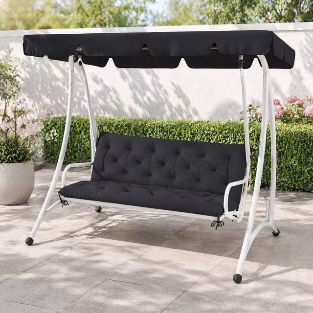 STILVORA Black 3 Seater Rectangular Bench Cushion with Ties – 1