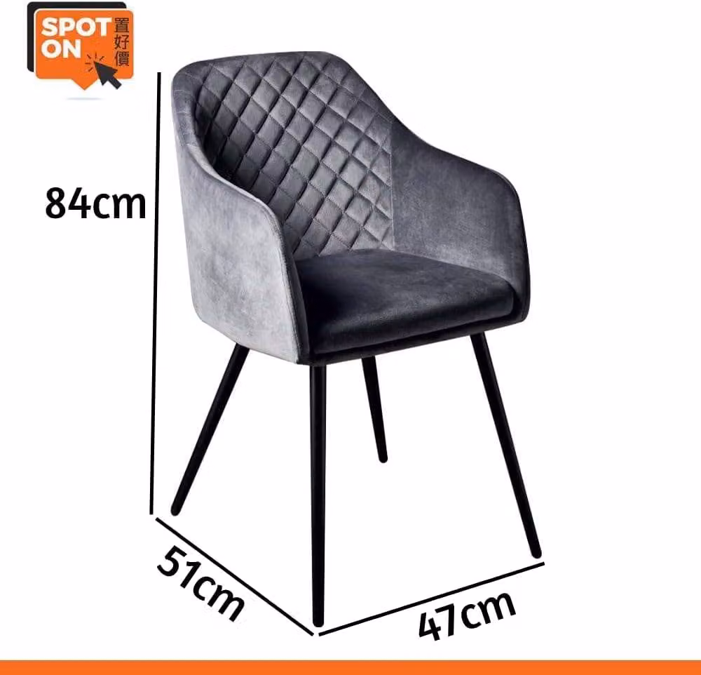 SPOT ON DEALZ Grey Velvet Accent Chair with Armrests and Metal Frame – 3