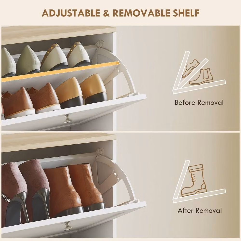 Wyld Haus White Matt 3 Drawer Tilt Out Shoe Cabinet W/D/H: 60 x 23.5 x 115 cm – 4