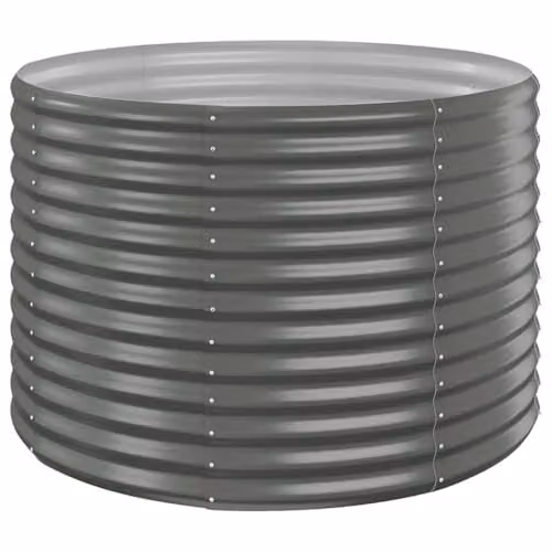 vidaXL Grey Steel Garden Planter Tub W/D/H: 100 x 100 x 68 cm