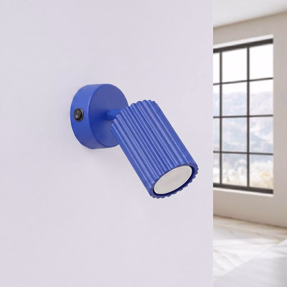 Sollux Lighting minimalist cylinder wall lamp in blue, W/D/H: 16 x 8 x 16 cm – 2