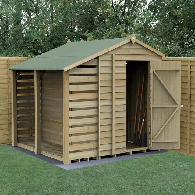 Forest Gardens 4LIFE 5x7 Apex Shed with Lean To in Brown