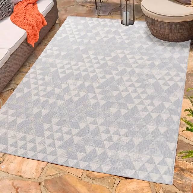 Desire Rugs Modern Geometric Silver Waterproof Indoor Outdoor Rectangular Rug, W: 200 cm, D: 290 cm