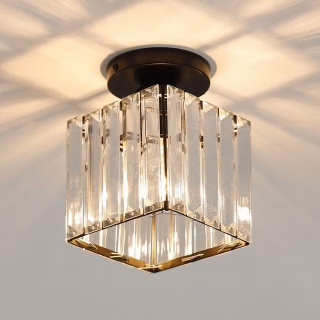 COMELY Square K9 Crystal Ceiling Light, Black E27 Modern Chandelier – 1