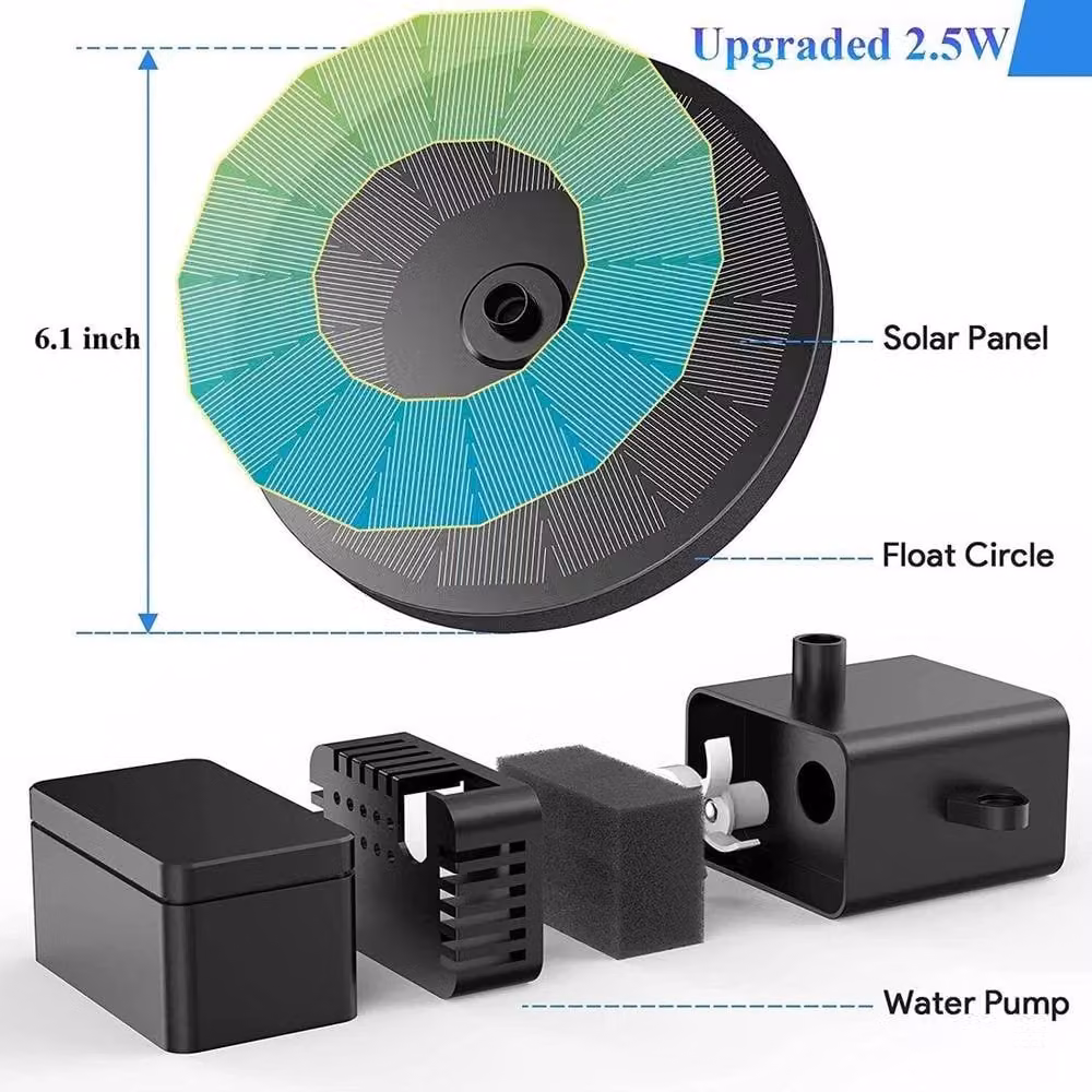FLAVORA Solar Floating Fountain Pump in Black – 2