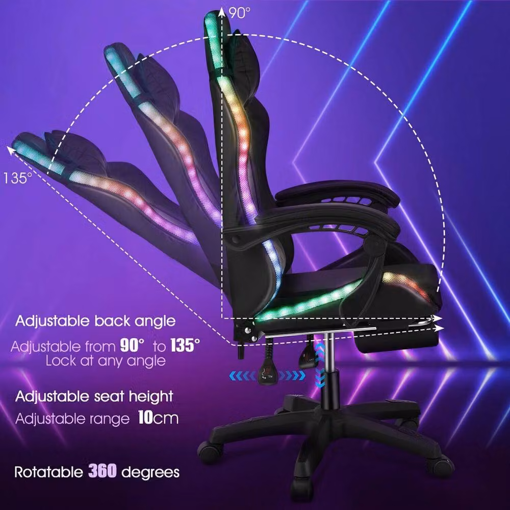 Kelvenix Black Synthetic Leather Gaming and Office Chair with Headrest and Armrests – 3
