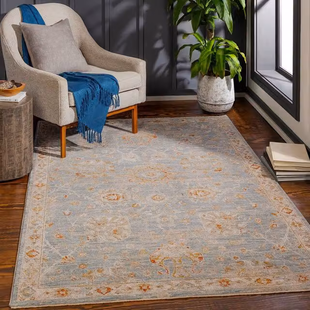Livabliss Avant Garde Boho Oriental Living Room Rug with Fringes, Beige, Blue and Brown, W: 150 cm, D: 230 cm