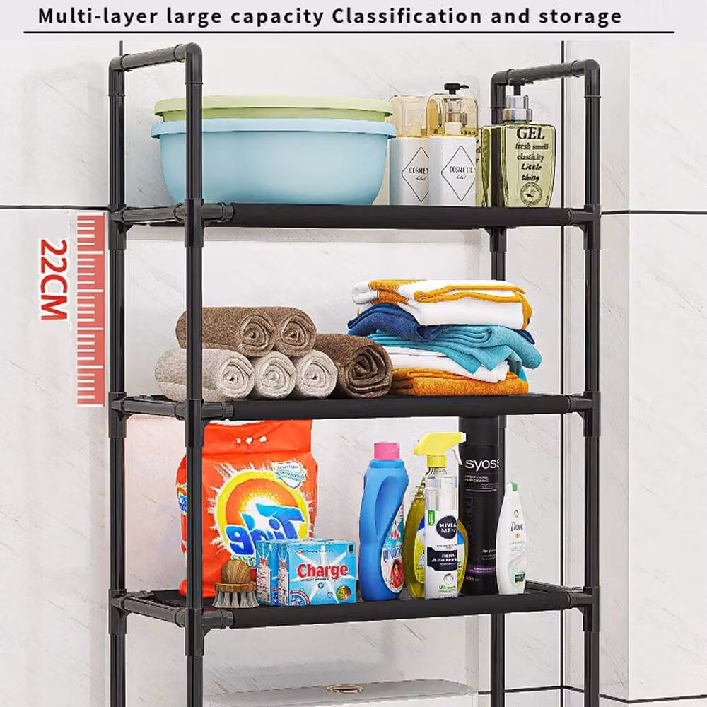 VOGREX Black Metal Over The Toilet Storage Rack and Bathroom Cabinet Organizer – 3