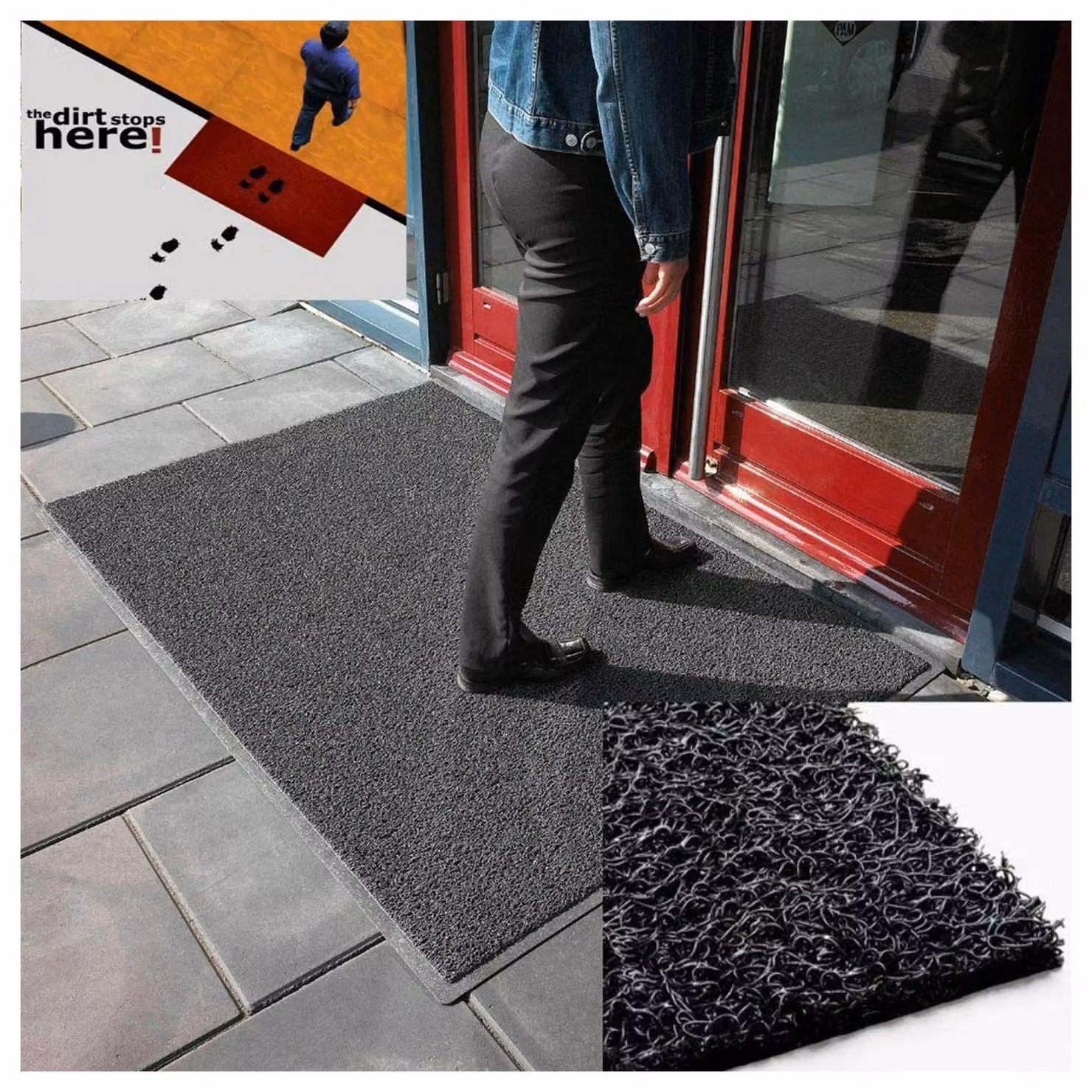 Oseasons Black Paw Embossed Rectangular Doormat, W/D: 60 x 40 cm – 3