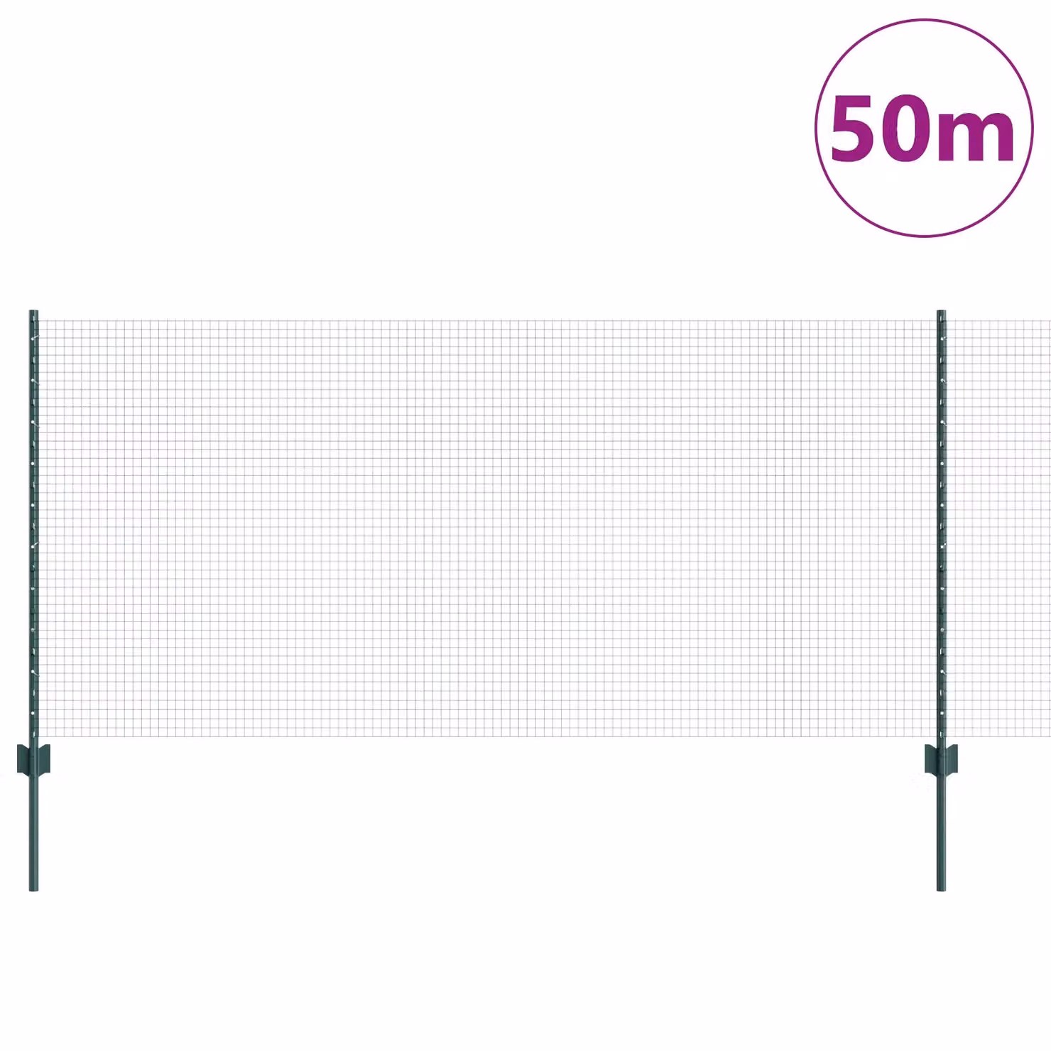 Berkfield Home Green Steel Welded Wire Fence with 22 U-Profile Posts, 1 x 50 m – 2