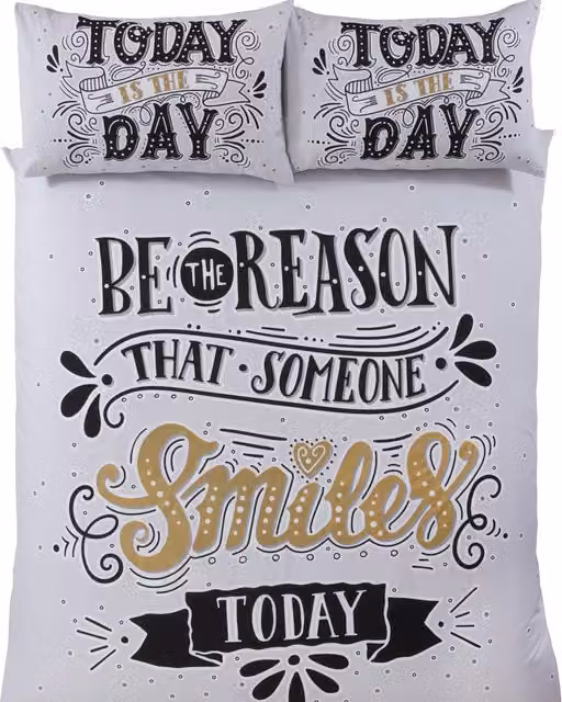 Rapport Home Todays The Day Graphic Duvet Set with Pillowcase, Multicolour and White, Single, 90 x 200 cm