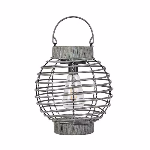 mysmartbuy Solar Powered Rattan Terra Lantern LED Outdoor Garden Light, Grey, H 23 x W 22 cm – 3