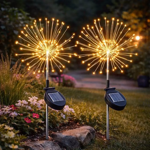 Dragodirect Solar 90 Warm White Starburst Solar Powered Garden Stake Lights