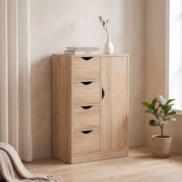 STILVORA Bathroom Storage Cabinet with 4 Drawers in Brown