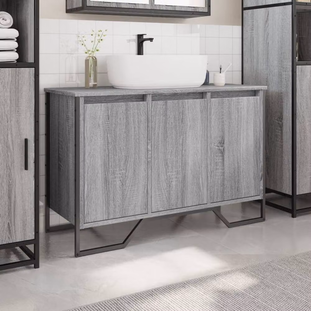 Berkfield Home Grey Sonoma Wall Mounted Bathroom Sink Cabinet W/D/H: 91 x 35 x 60 cm – 2