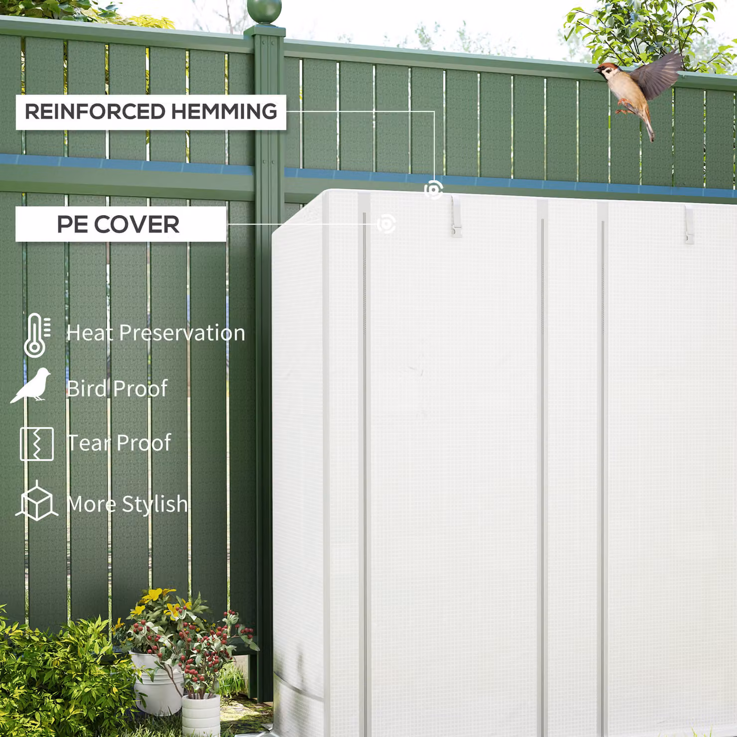Outsunny Three-Tier Mini Greenhouse in White with Steel Frame and Plastic Shelving – 3