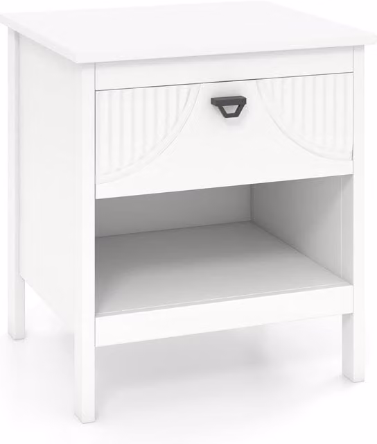 Costway 2-tier Wood Side Table with Open Storage Shelf in White