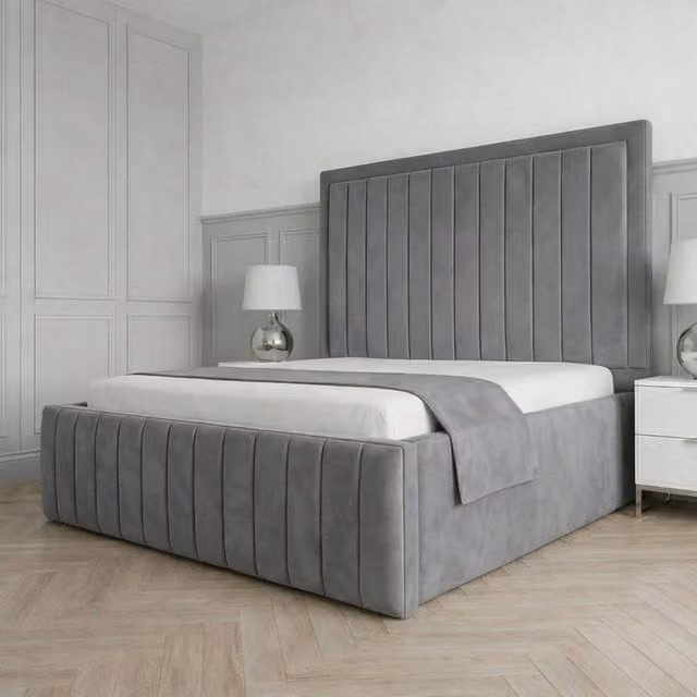 Living Comfort Bedz Sovereign Upholstered Gas Lift Storage Bed in Grey, W/D/H: 140 x 200 cm – 1