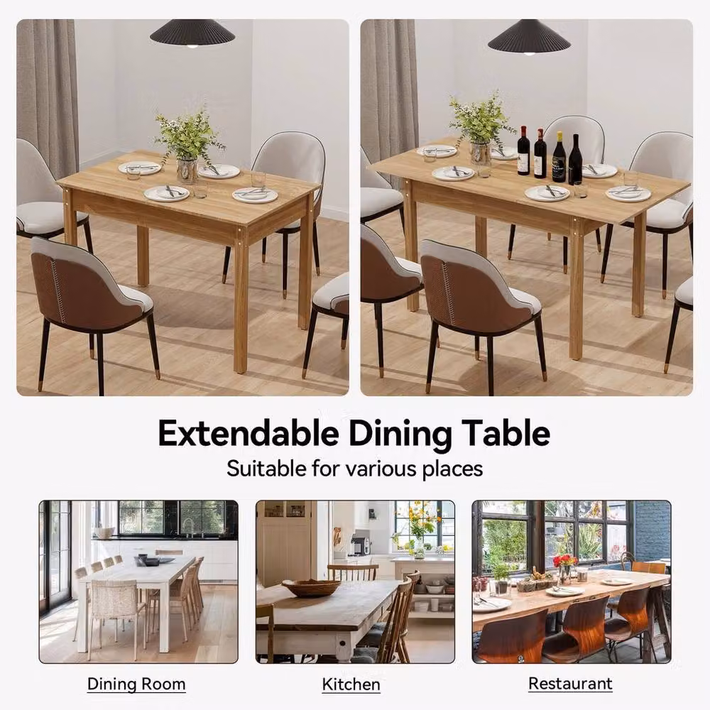 NESTLUNE Extendable Wooden Dining Table in Light Oak, Seats 4-6, W: 100 cm, H: 75 cm, D: 15 cm – 3