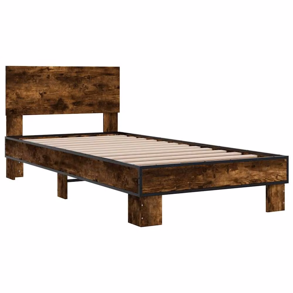 Berkfield Home Smoked Oak Bed Frame in Brown, W/D/H: 90 x 200 cm – 3