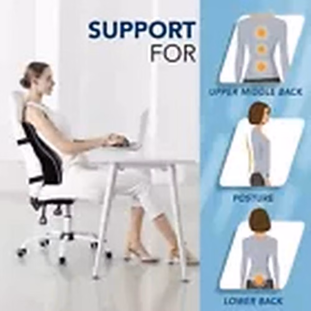 Havendro Black Memory Foam Lumbar and Back Support Pillow with Breathable Removable Mesh Cover for Car Seats – 3