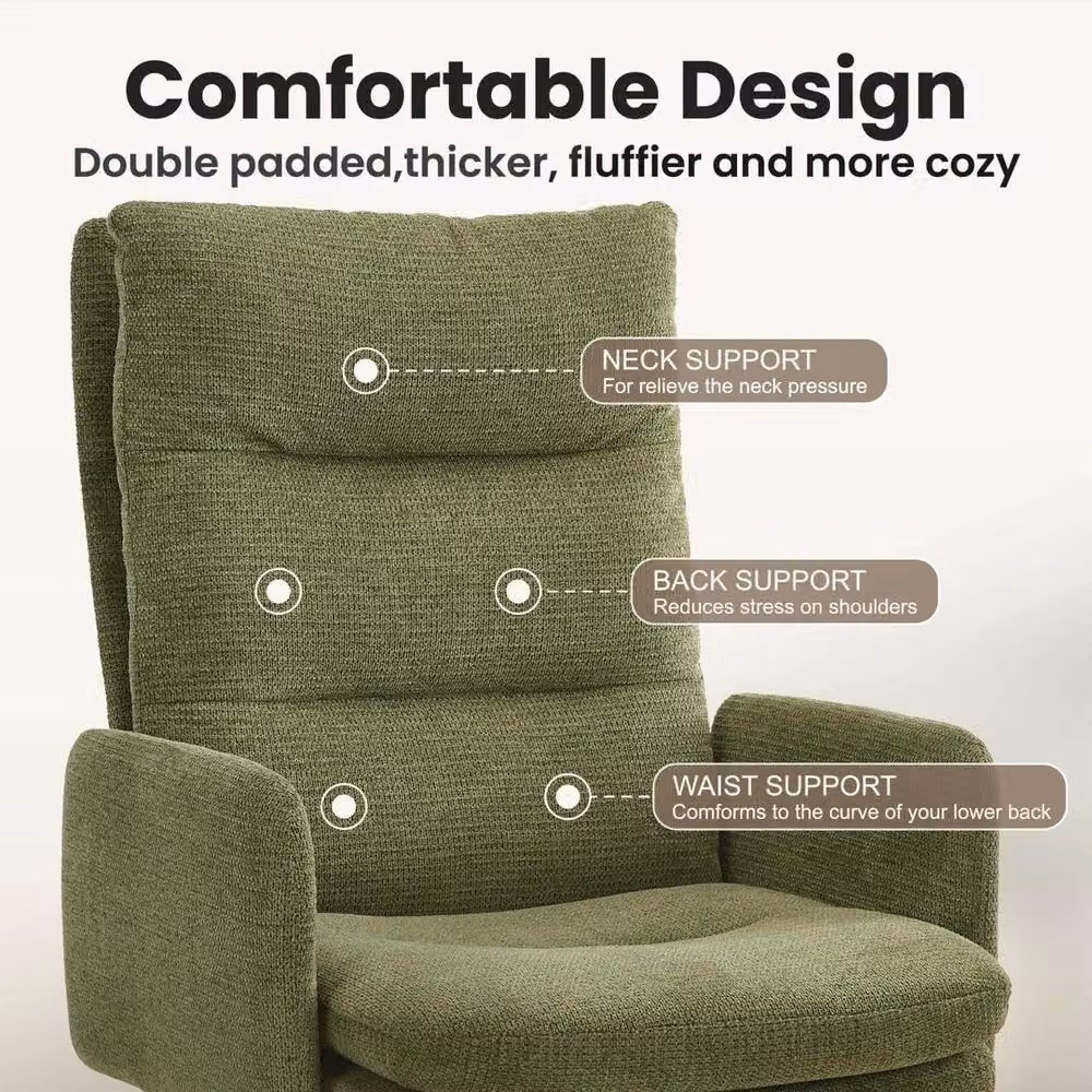 FLAVORA Green Fabric High Back Swivel Adjustable Office Task Chair – 4