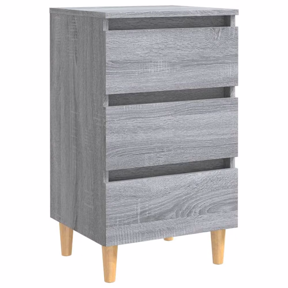 Berkfield Home Sturdy Bed Cabinet in Grey Sonoma with Solid Wood Legs, W/D/H: 40 x 35 x 69 cm – 2