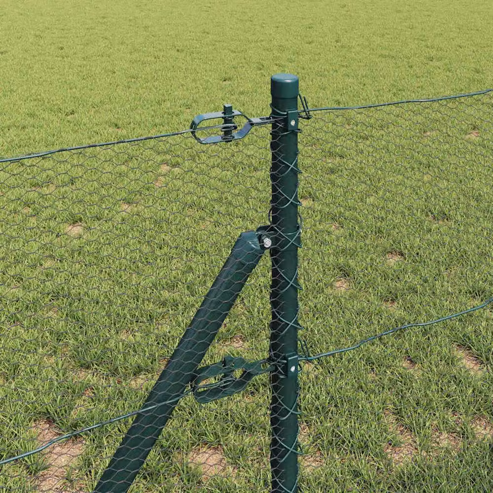 Berkfield Home Green Powder-Coated Steel Hexagon In-Ground Fence, H: 80 cm x L: 100 m – 2