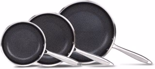 Cermalon Triply Non-Stick Frying Pan Set of 3 in Silver