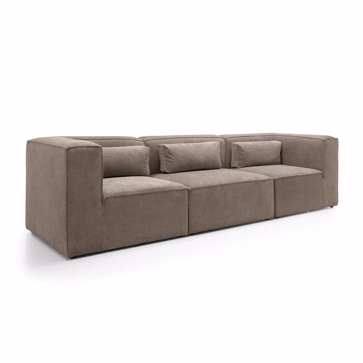 Abakus Direct Doris 4 Seater Sofa in Brown Cord Chenille Fabric, W/D/H: 282 x 94 x 73 cm – 2